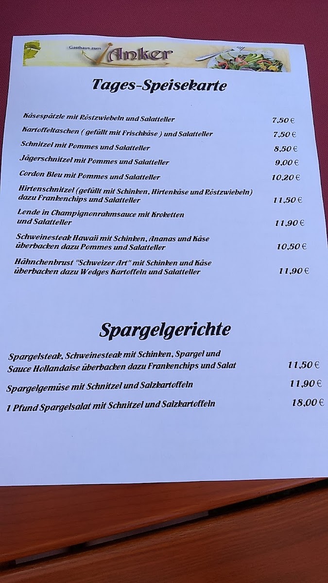 Menu Gasthaus Zum Anker-1